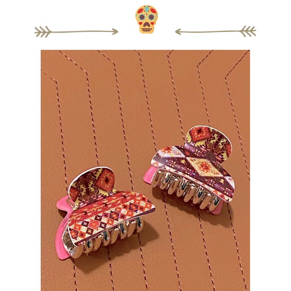 #3222 Two Trendy Acrylic Fashion Mini Aztec Hair Claws